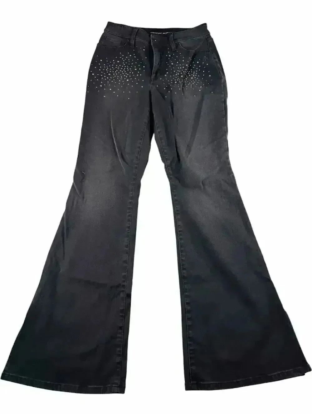 INC International Concepts Women Size 8/29 High-Rise Flare Jeans in Black Jewels